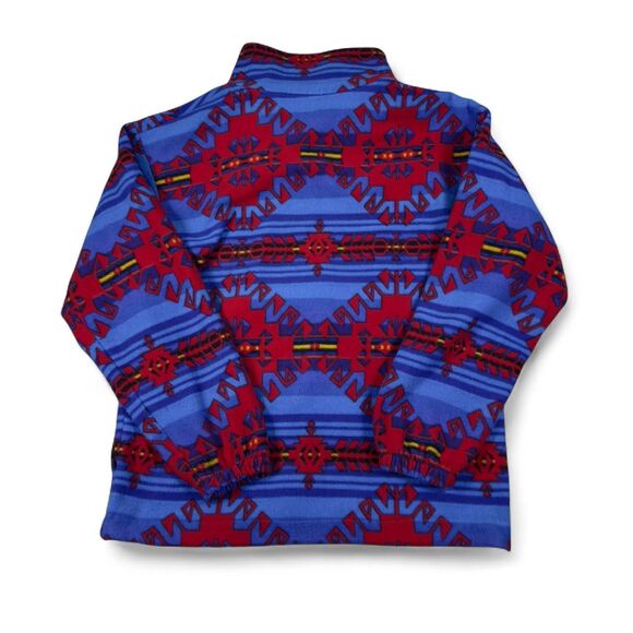 Lake Matley Fleece Jacket Men’s Large Blue Red Aztec Vintage 90s Outdoor - Picture 2 of 5